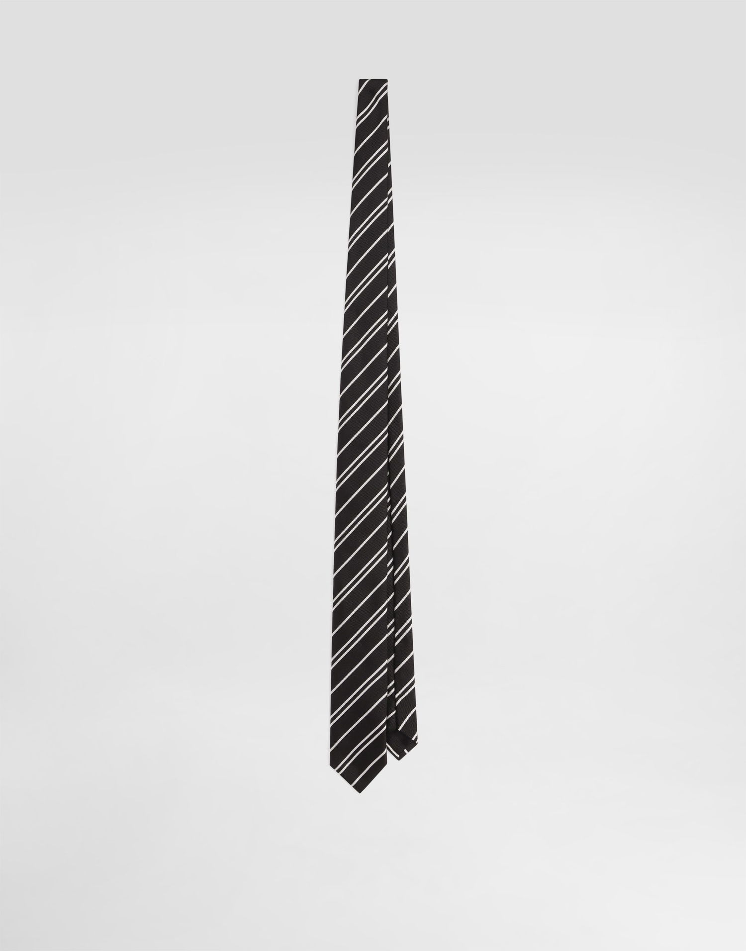 Doplnky Dolce & Gabbana Dolce & Gabbana Jacquard Tie with Diagonal Stripes Čierna | GT149EG0JRYN0004, 0