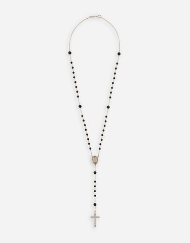 Náhrdelník Dolce & Gabbana Silver Rosary Necklace with Black Gemstones Čierna | WNG101W000187655, 0