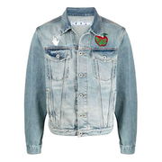 Apple Logo Pattern Denim Jacket