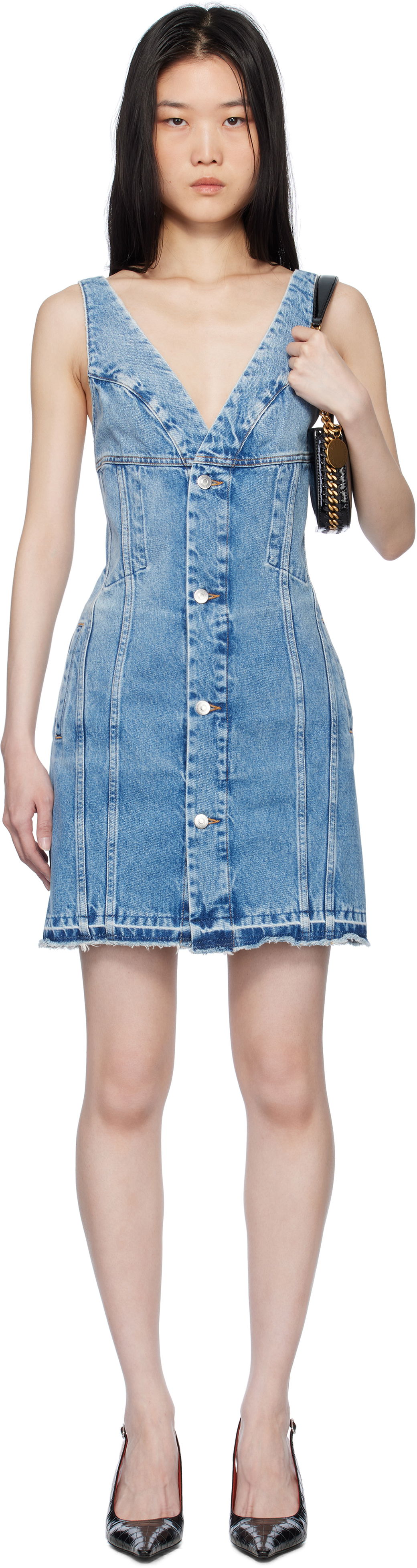 Šaty Stella McCartney Stella McCartney Vintage Wash Denim Minidress Modrá | 6D03553SQH05, 0