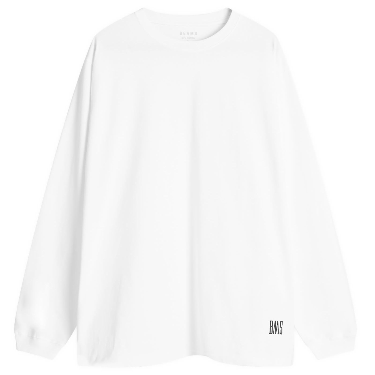 Tričko BEAMS BEAMS BMS Logo Long Sleeve T-Shirt, Size Medium Biela | 1114-0227-803-01, 1
