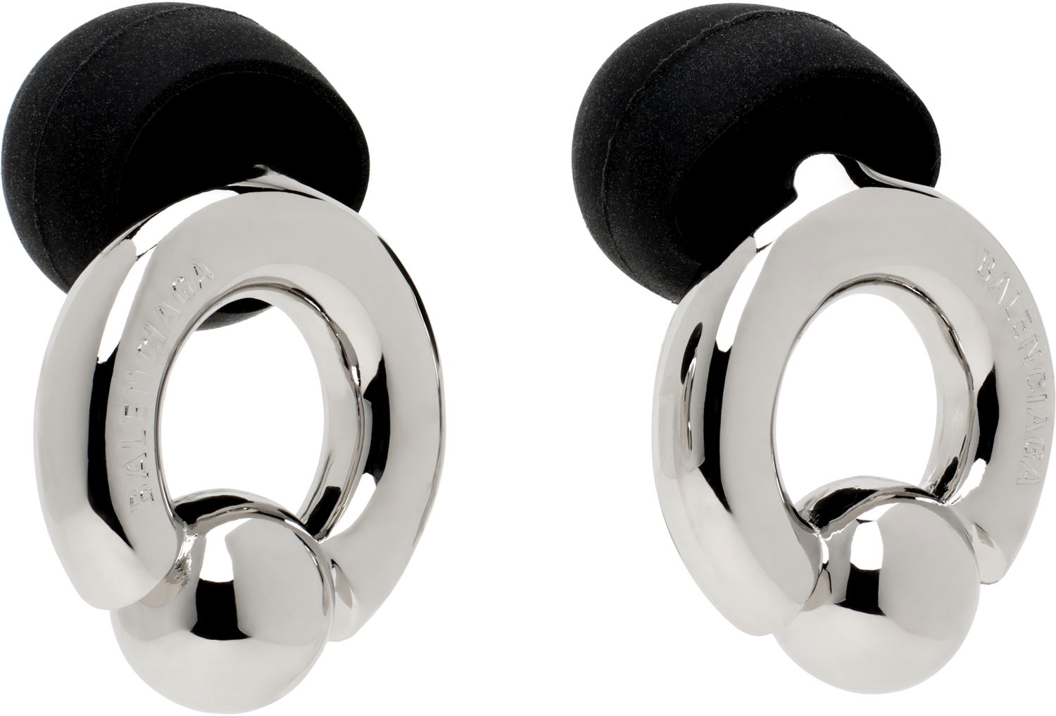 Náušnice Balenciaga Silver & Black Berlin Ball Earrings Metalická | 807883 TZBSS, 1