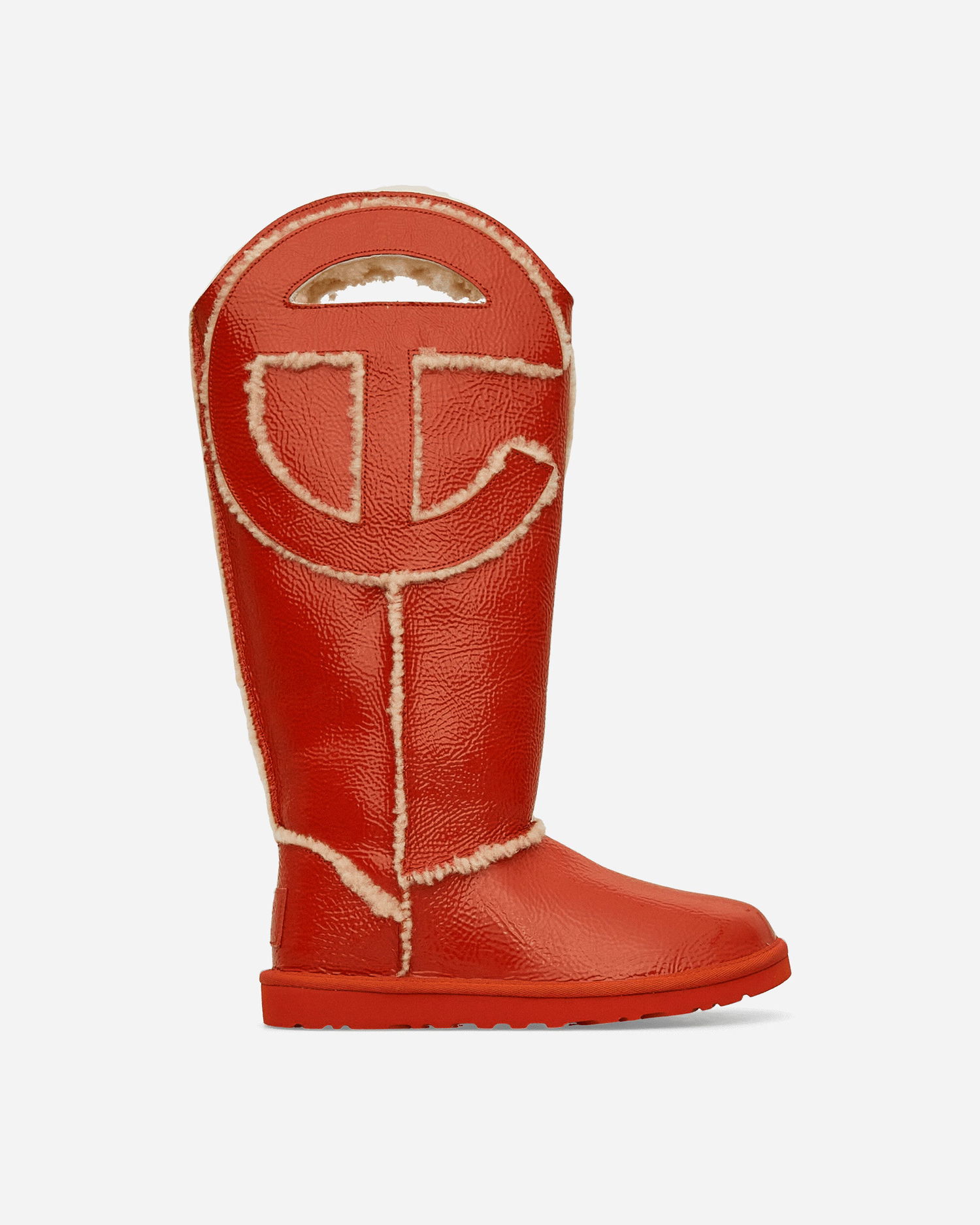 Tenisky a topánky UGG Telfar Logo Tall Crinkle Leather Boots Spicy Pumpkin Červená | 1155871 SYP, 1