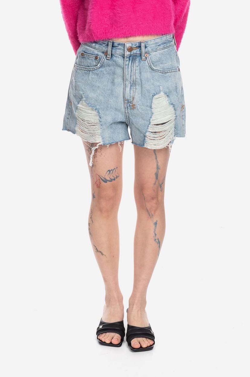 Šortky Ksubi High Waist Distressed Denim Shorts Modrá | 5000004525