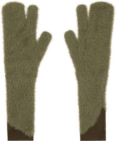 Rukavice Maison Margiela Furry Worn Out Mitts Zelené | S62TS0062 M13073, 0