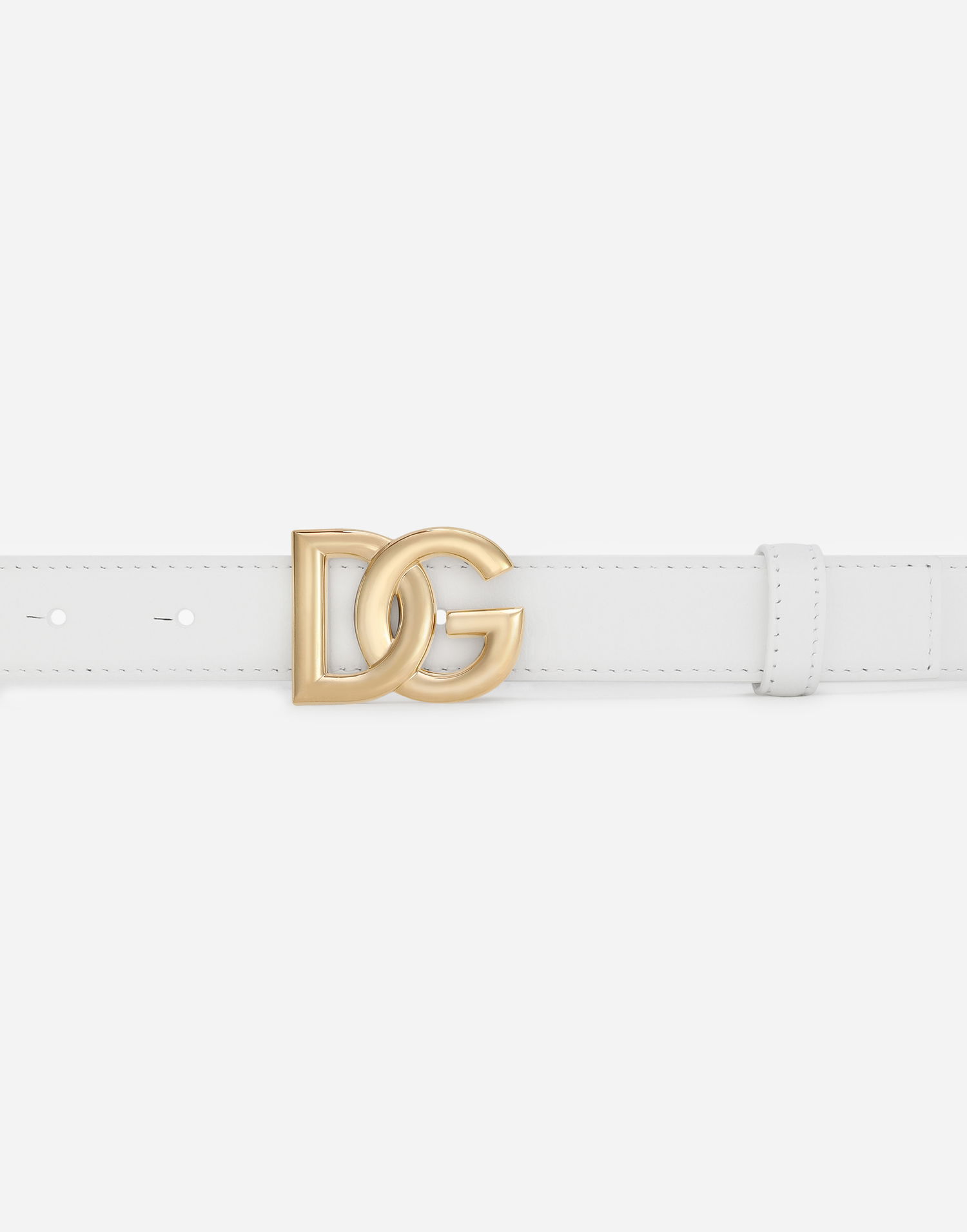 Opasok Dolce & Gabbana Dolce & Gabbana Calfskin Belt with DG Logo Biela | BE1447AW57680002, 1