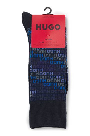 Ponožky BOSS Two-pack regular-length socks with logo details Navy | 50546706, 1