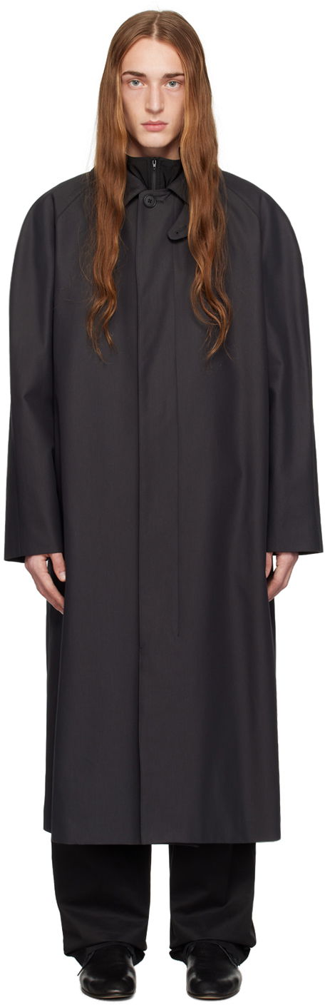 Pláštenka The Row Johnson Navy Long Coat Čierna | 533-W2621, 0