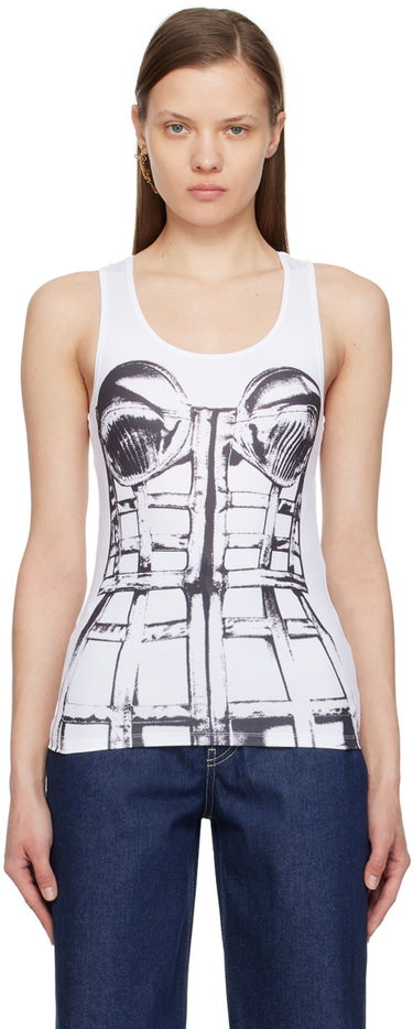 Tielko Jean Paul Gaultier Jean Paul Gaultier Trompe L'oeil Graphic Tank Top Biela | 24/25-F-TO185-J550-0100, 0