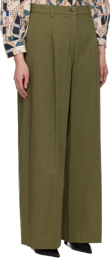 Nohavice Max Mara Weekend Max Mara Nebbie Wide-Leg Trousers Zelené | 2515131121600, 1