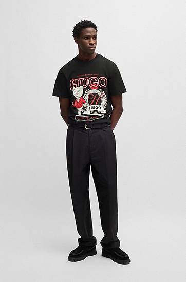 Tričko BOSS HUGO T-Shirt "School of Life" Print Čierna | 50538254, 1