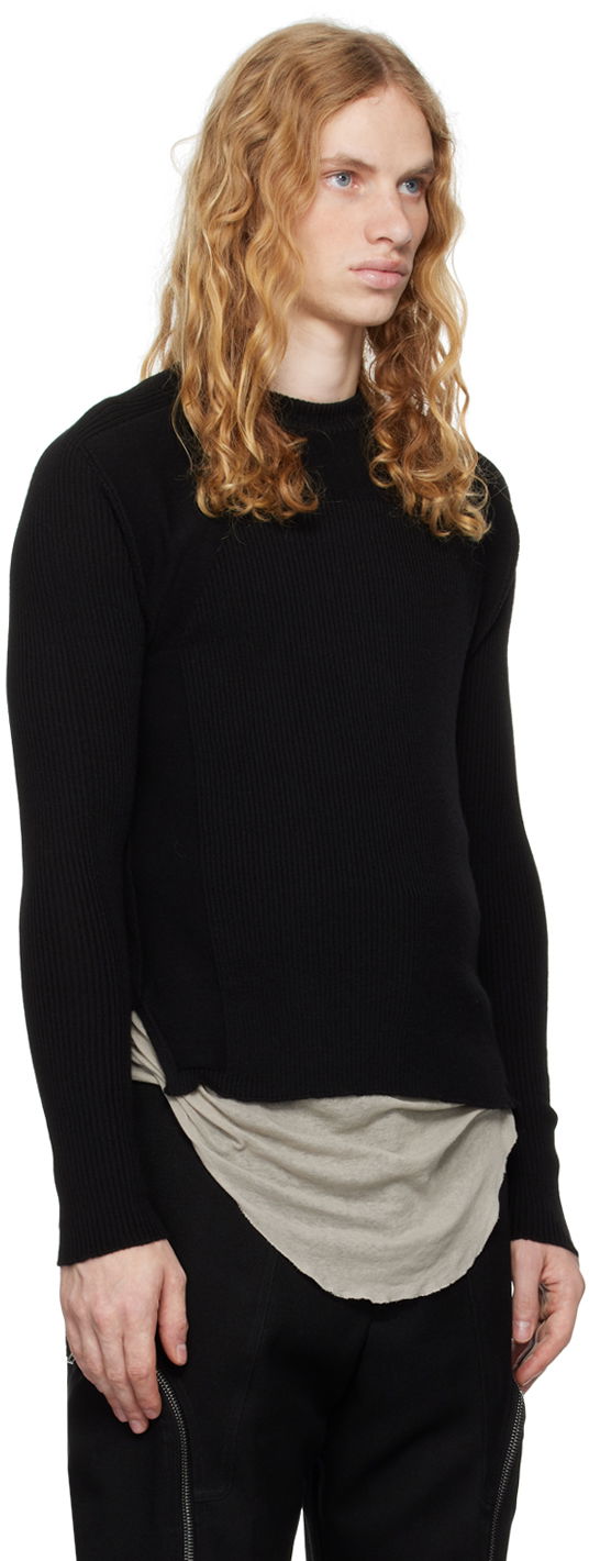 Sveter Rick Owens Rick Owens Porterville Ribbed Geo Sweater Čierna | RU02D6639 RIBM, 1