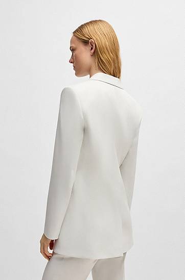 Bunda BOSS Shimmer Fabric Regular-Fit Blazer Biela | 50537759, 1