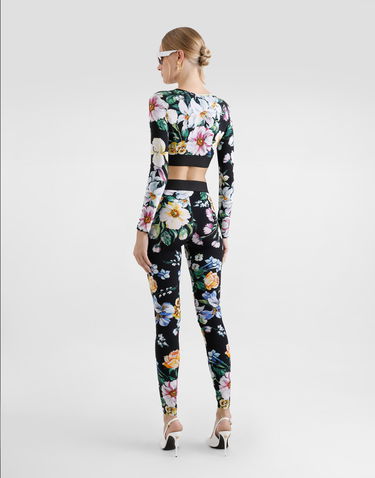 Crop Top Dolce & Gabbana Dolce & Gabbana Floral-Print Jersey Activewear Crop Top Čierna | F8N51TFSG8LHN5JC, 2