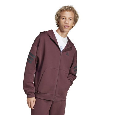 Mikina adidas Performance 3-Stripes Full-Zip Hoodie Vínová | JD4830, 3