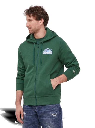 Mikina Lacoste Unbrushed Fleece Zipped Hoodie Zelené | SH5088