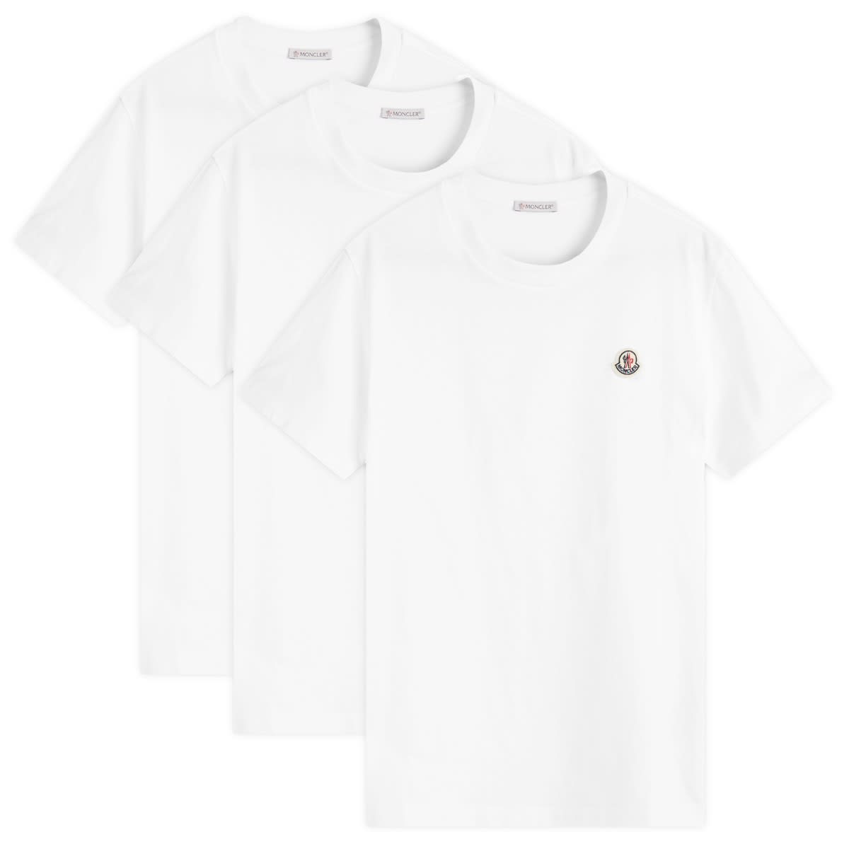 Tričko Moncler Pack of 3 Lightweight Cotton Jersey T-Shirts White Large Biela | 8C000-26-829H8-001, 1