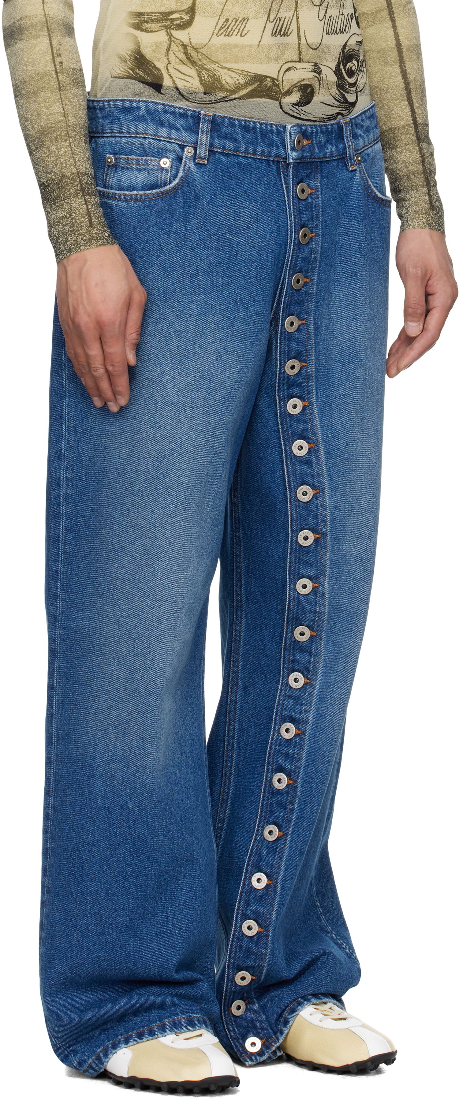 Džínsy Jean Paul Gaultier Jean Paul Gaultier Buttoned Denim Jeans Modrá | 25/34-F-JE175-D013-57, 1