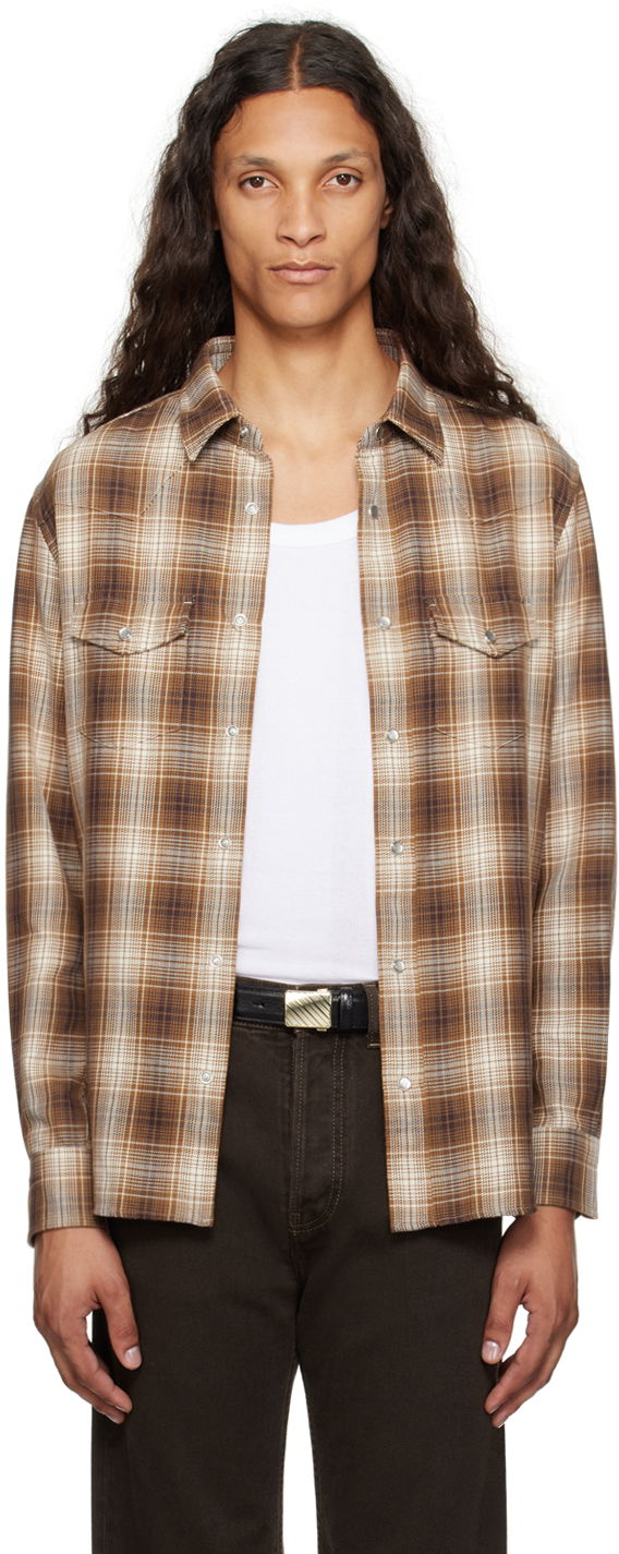 Košeľa Tom Ford Brown Grand Check Western Shirt Béžová | HDS001-FMC149F24