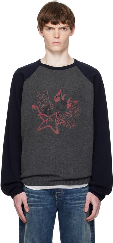 Sveter We11done We11done Printed Raglan Knit Pullover Sweater Šedá | WD-KO2-25-659-U-CH, 0