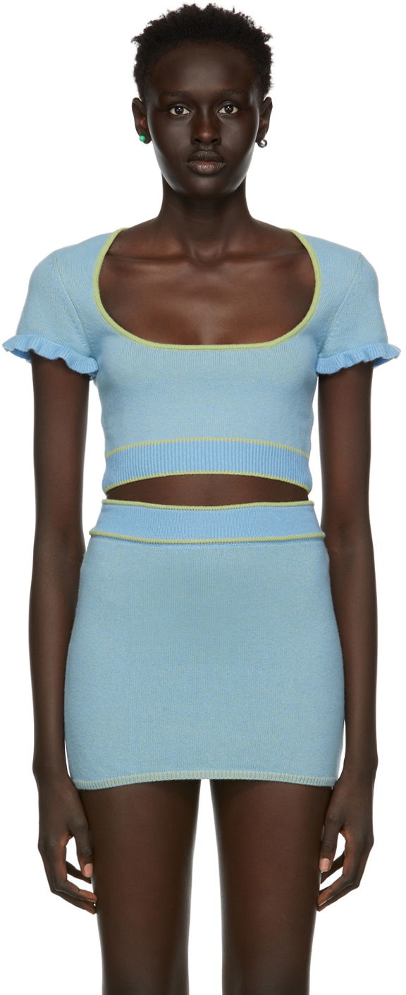 Sukňa GUIZIO Guizio Scoop Neck Knit Top Modrá | DGS21K830, 0