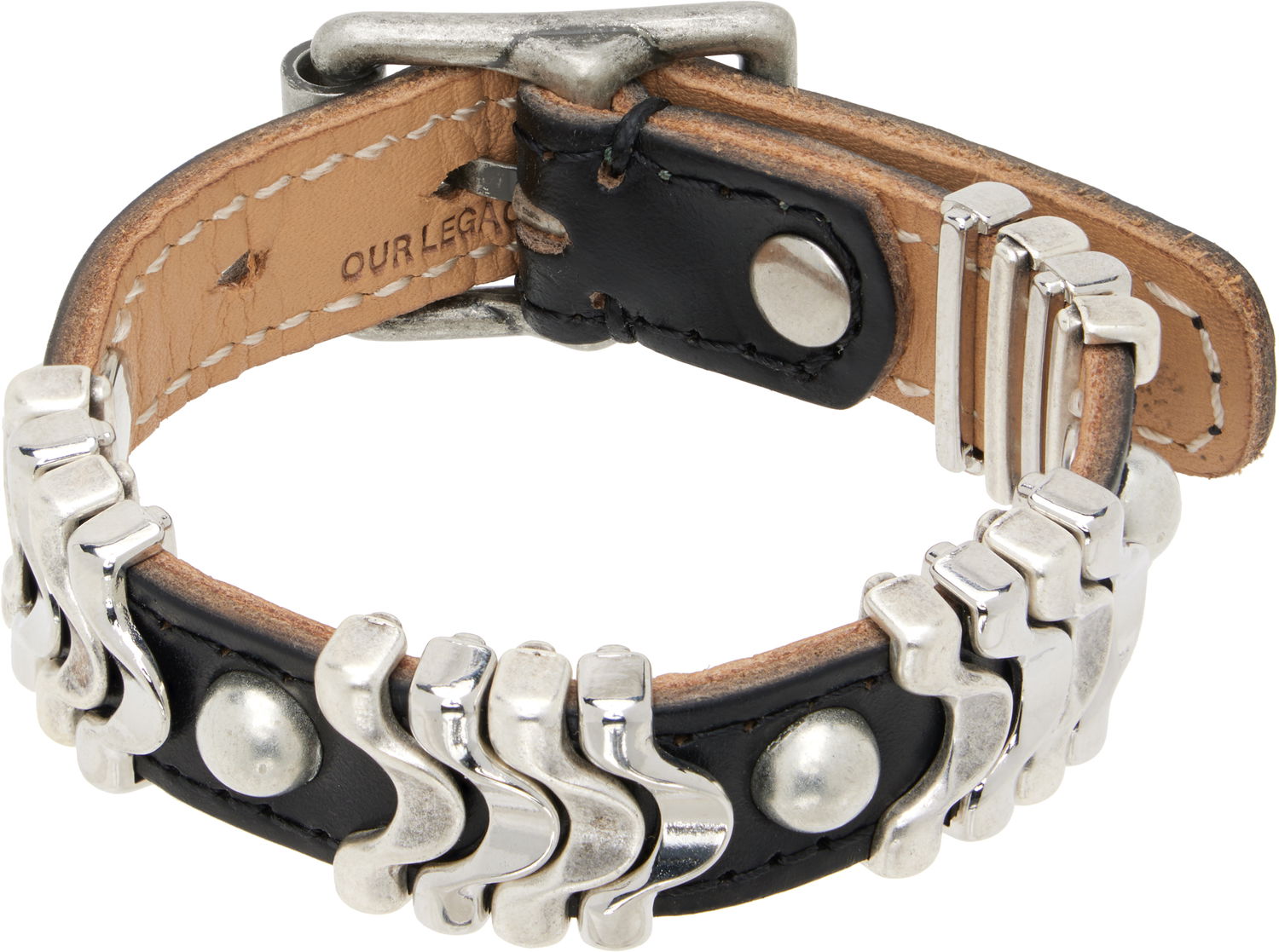 Náramok OUR LEGACY Leather Wave Bracelet Metalická | A4258WB, 0