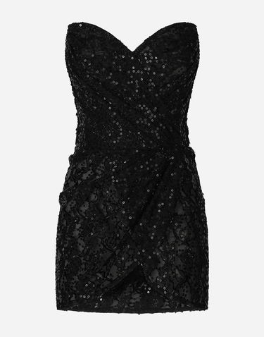 Šaty Dolce & Gabbana Sequined Cocktail Dress Čierna | F6AFWTFLSGEN0000, 0
