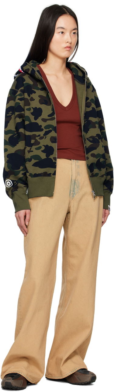 Mikina BAPE A Bathing Ape ABC Camo Shark Full Zip Hoodie Zelené | 001ZPK802006L, 3
