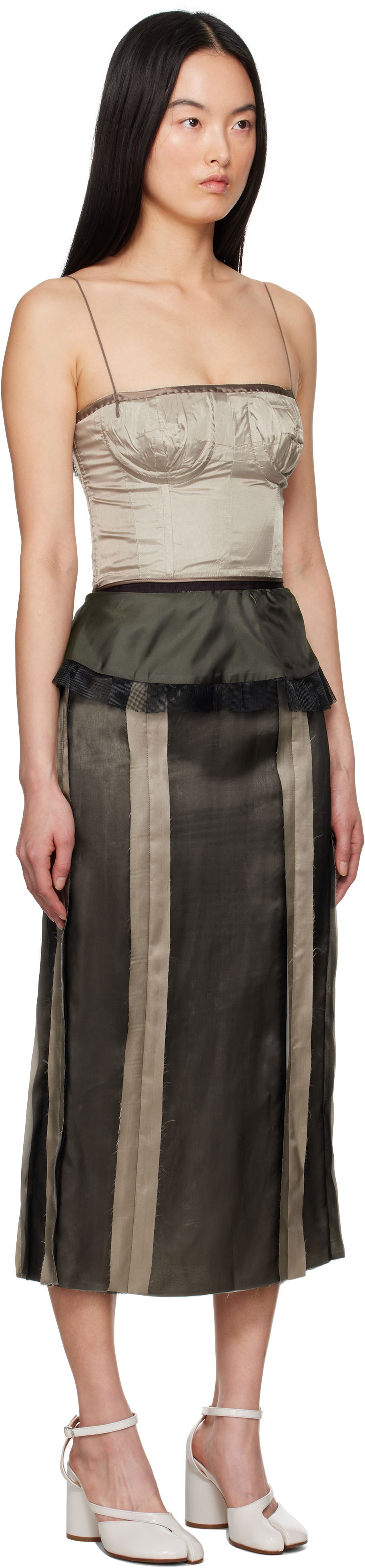Sukňa Maison Margiela Maison Margiela Silk Midi Dress with Peplum Zelené | S51DD0025 MTN057, 1