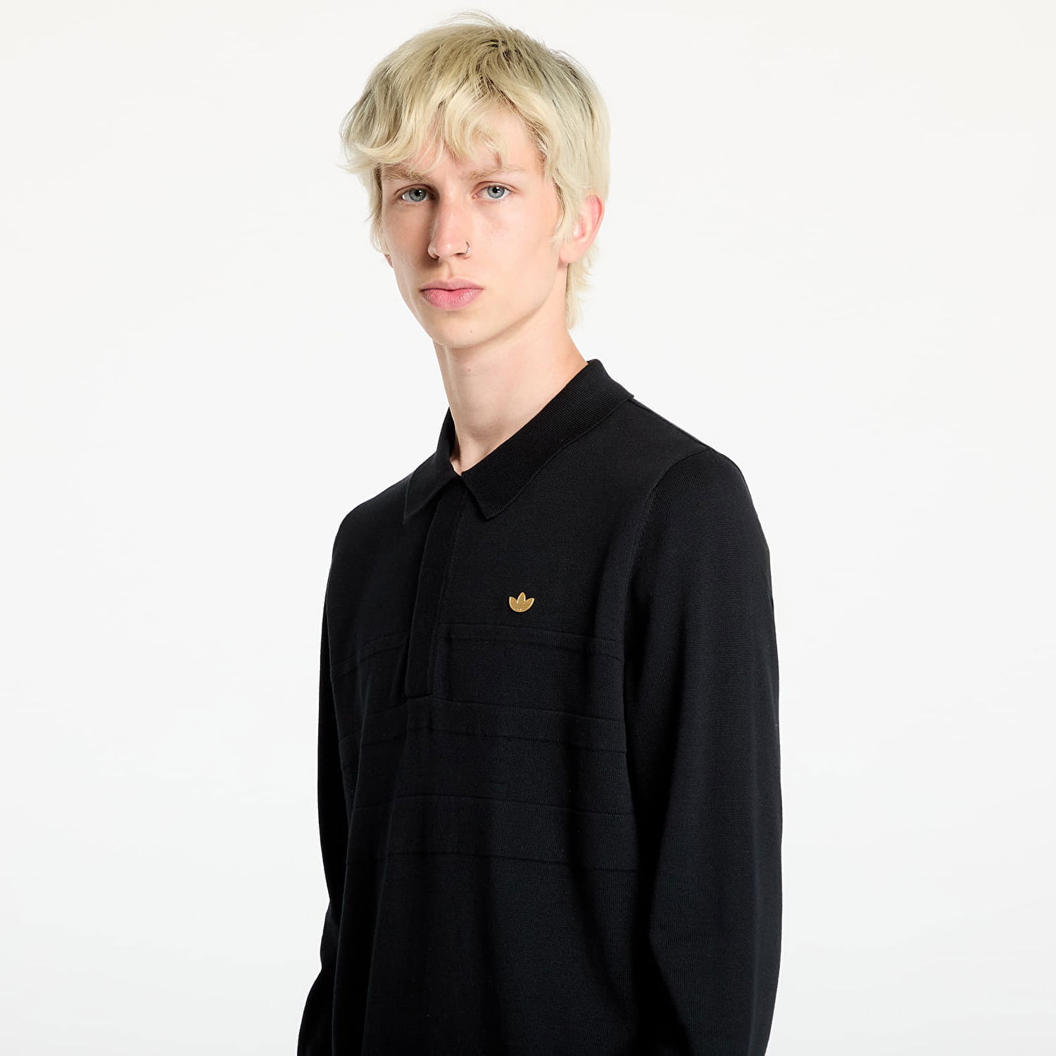 Polo tričko adidas Originals Long Sleeve Polo Tee Black Čierna | IY9955, 1