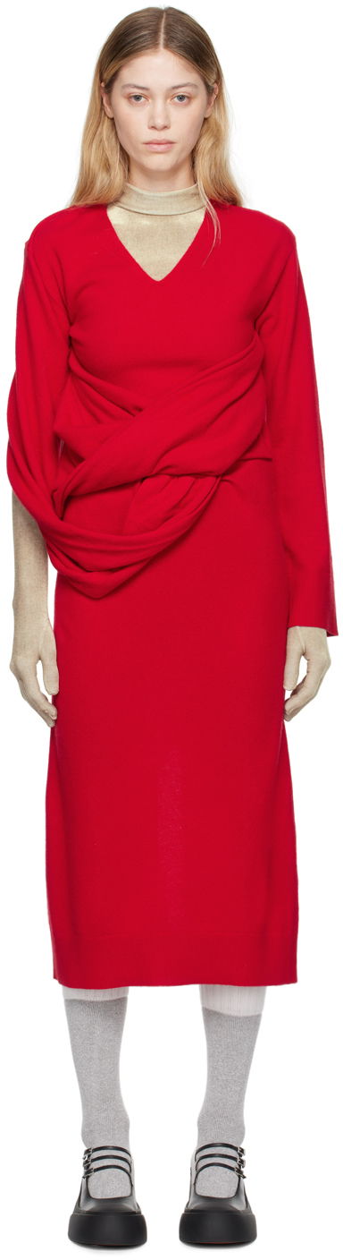 Šaty JW Anderson Red Front Drape Maxi Dress Červená | KW1219-YN0264, 0