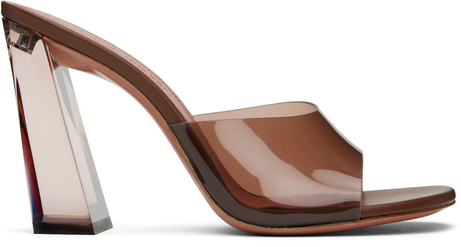 Tenisky a topánky Amina Muaddi Brigitte Glass Heeled Sandals Hnedá | BRIGITTE GLASS SLIPPER PVC, 0
