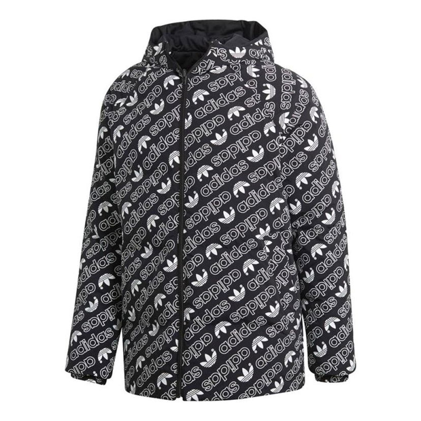 Vetrovka adidas Originals Originals Monogram Reversible Hooded Jacket Čierna | DP8561