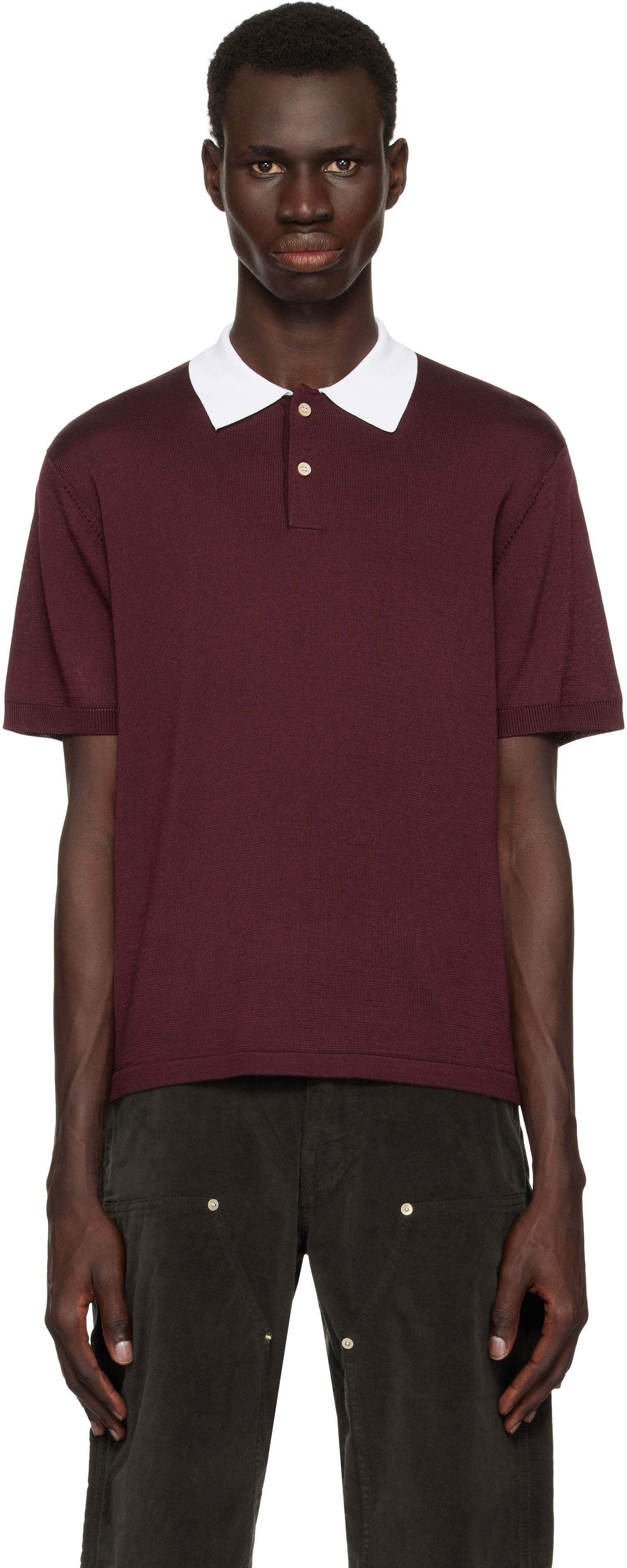 Polo tričko Wales Bonner Wales Bonner Sun Polo Vínová | US25KN20-KN01-350 RAYON / MERINO, 0