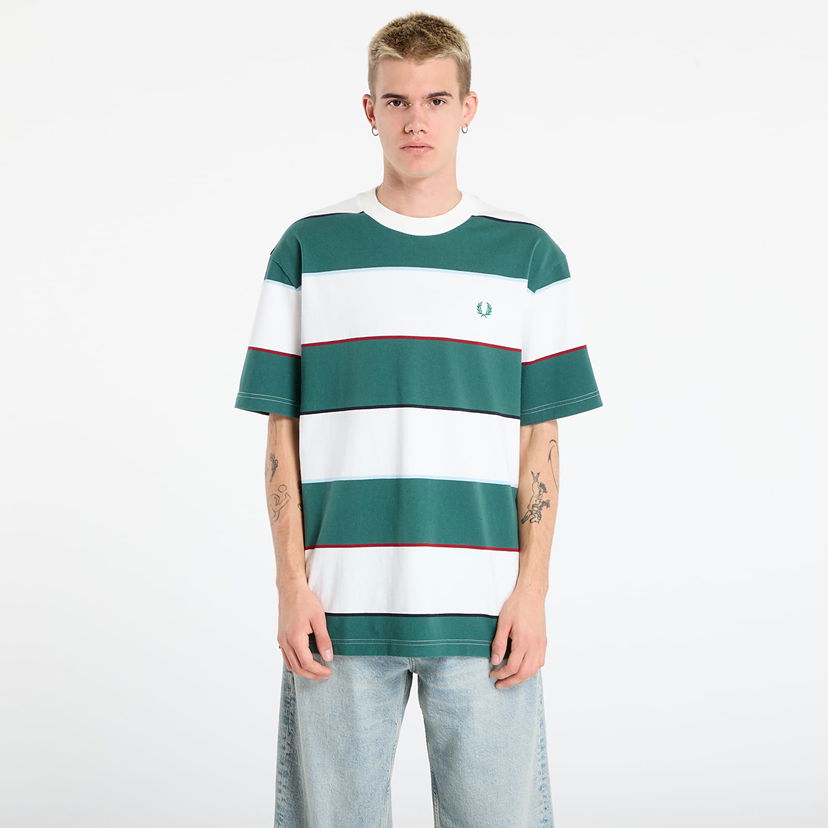 Tričko Fred Perry Fred Perry Striped Relaxed T-Shirt Zelené | M1749 129