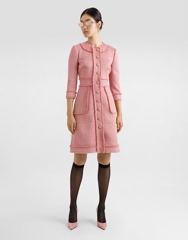 Šaty Dolce & Gabbana Dolce & Gabbana Raschel Tweed A-Line Shirt Dress Ružová | F6ARXTHUMUAF0473, 1