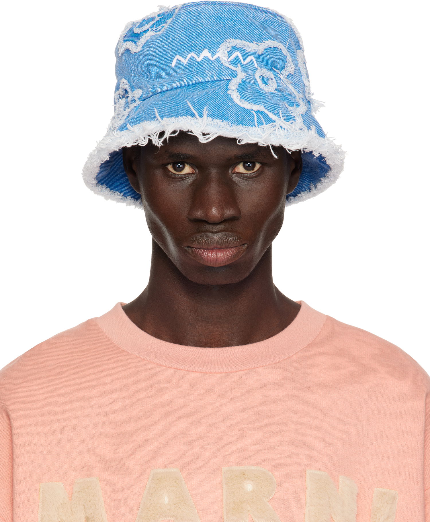 Klobúk Marni Frayed Patched Denim Bucket Hat Modrá | CLZC0161QS USCX34, 0