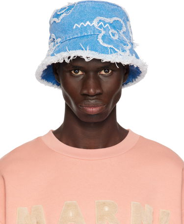 Klobúk Marni Frayed Patched Denim Bucket Hat Modrá | CLZC0161QS USCX34, 0