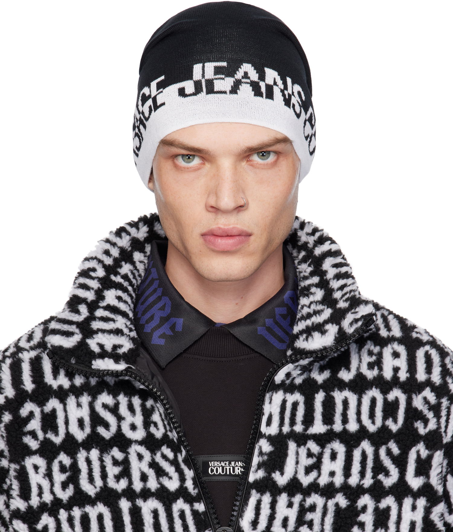 Kulicha Versace Cut Logo Beanie Čierna | E77GAZK57_EZG315, 0