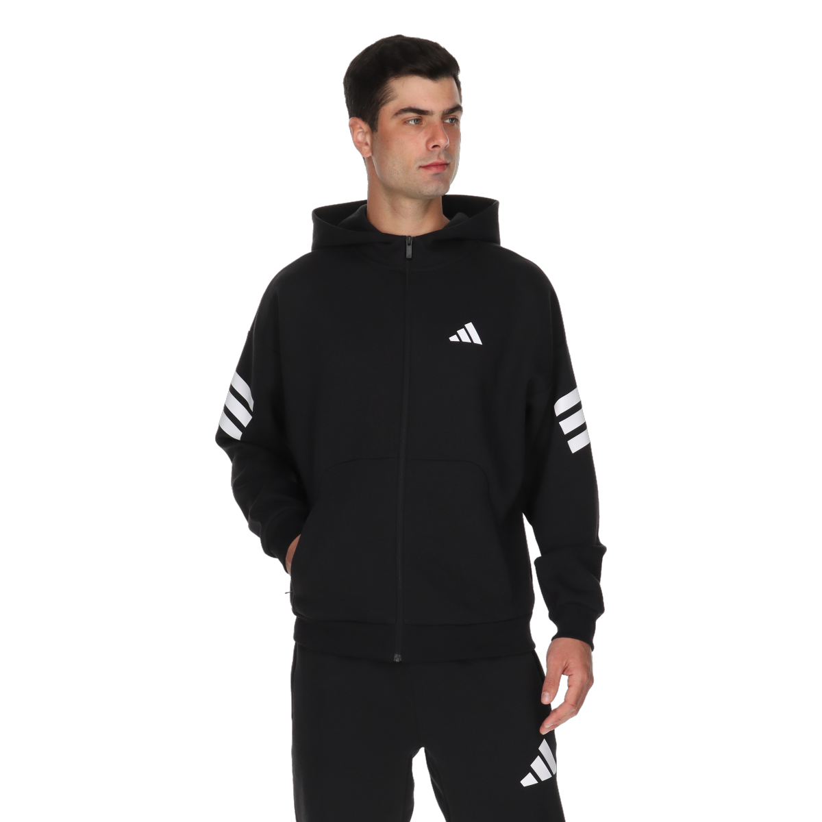 Mikina adidas Originals 3-Stripes Full-Zip Hoodie Čierna | JD4827, 0