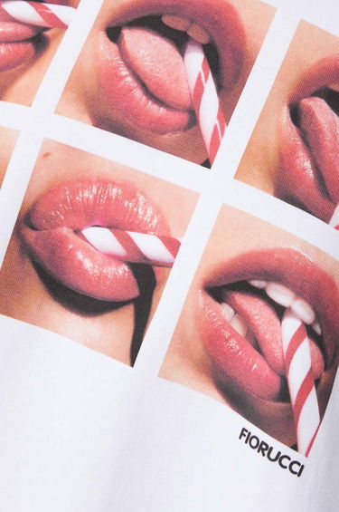 Crop Top Fiorucci Fiorucci Mouth Print Cropped T-Shirt Biela | U01FPTSH106CJ01WH01, 5