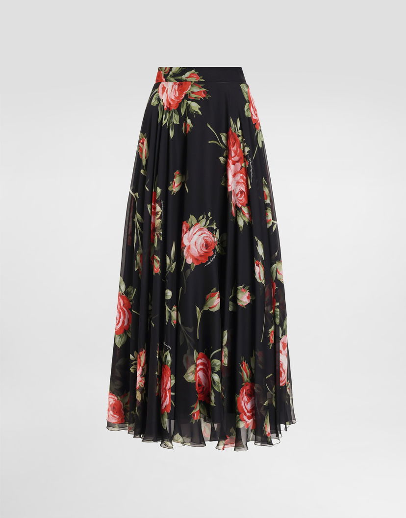 Sukňa Dolce & Gabbana Rose Bouquet-print Chiffon Circle Skirt Rôznofarebný | F4CSOTIS11FHN5ZN