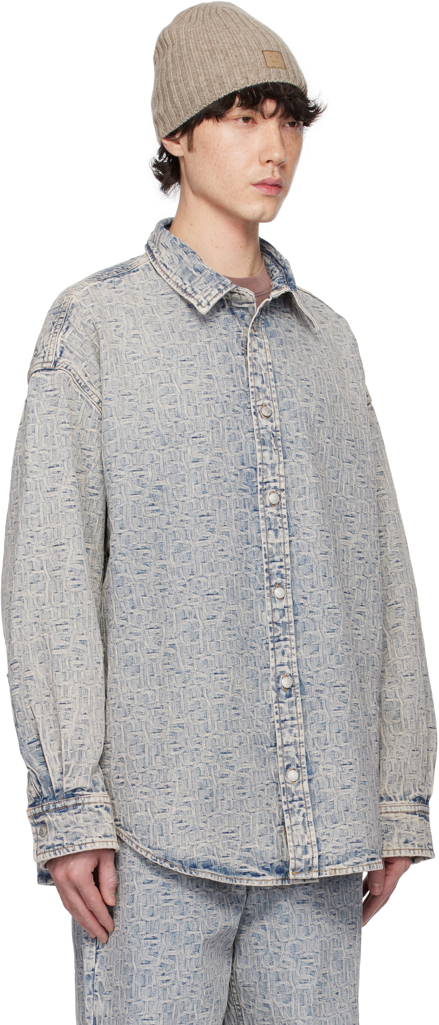 Košeľa Acne Studios Acne Studios Jacquard Logo Denim Shirt Modrá | CB0104-, 1