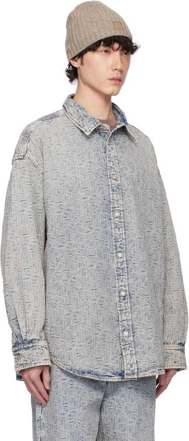 Košeľa Acne Studios Acne Studios Jacquard Logo Denim Shirt Modrá | CB0104-, 1