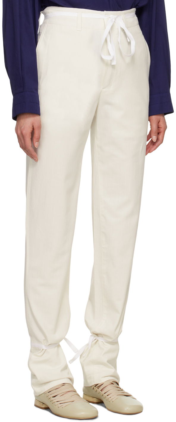 Nohavice LEMAIRE Straight Leg Tie Hem Trousers Biela | PA1098 LF1253, 1