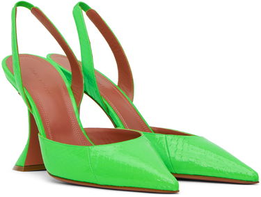 Tenisky a topánky Amina Muaddi Sling Back Patent Leather Heels Zelené | HOLLI SLING CL SNAKE, 3