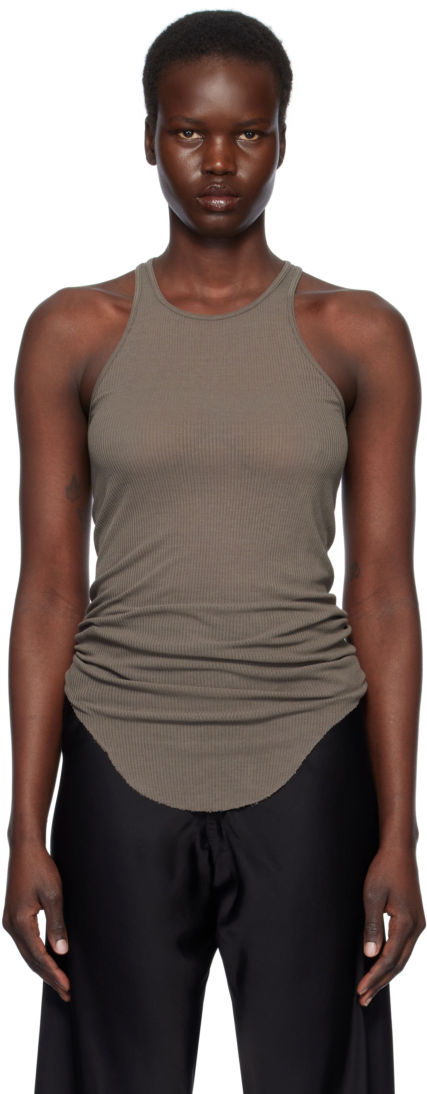 Tielko Rick Owens Rick Owens Hollywood Basic Rib Tank Top Hnedá | RP01E7101 RC, 0