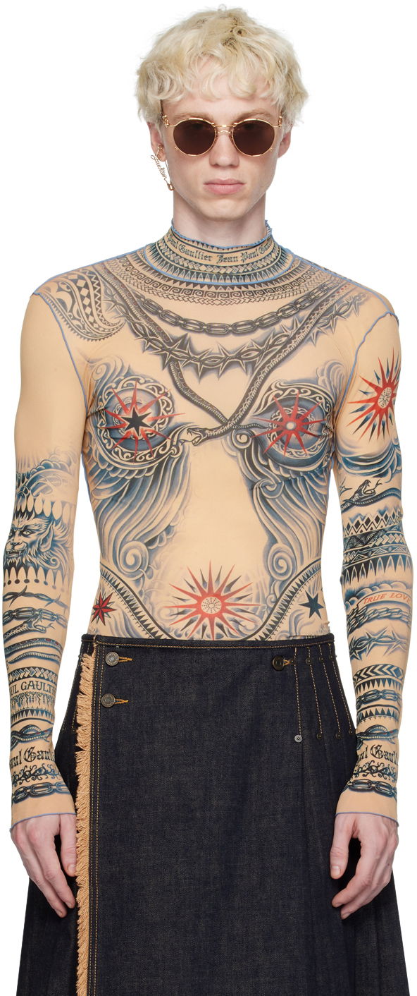 Tričko Jean Paul Gaultier Jean Paul Gaultier Tattoo Print Turtleneck Top Béžová | 23/15-F-TO111-J528-635030, 0