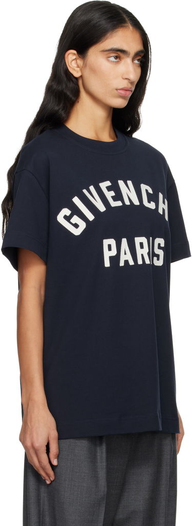 Tričko Givenchy Givenchy Paris Boxy Fit T-shirt Navy | BW70FM3YRS411, 1