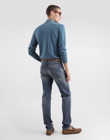 Polo tričko Dolce & Gabbana Cashmere Polo Shirt Modrá | GXZ25TJBW1PB0786, 2